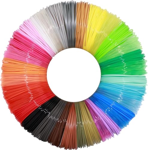 Goysen Recambios de filamento para bolígrafo 3D PLA, 30 colores de 1.75 mm, 16.4 pies por color, total 492 pies, filamento de bolígrafo de dibujo 3D compatible con la mayoría de bolígrafos de
