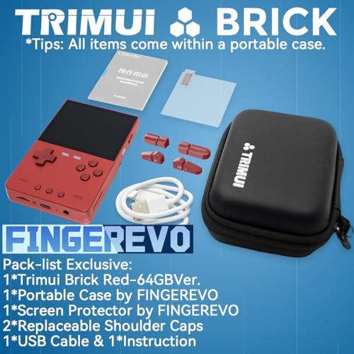 Image of FINGEREVO Trimui Brick Handheld Game Console 3.2 inch 1024 * 768 IPS Screen 3000mAh Trimui Brick Opensource System with Portable Case and Screen Protector Red