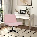 The Criss Cross Chair, Modern Adjustable Height Vanity Chair, Armless Cross Legs Comfortable Office Chairs, Swivel Fabric Computer Task Chairs,Home Office Desk Chairs, Pink - Image 2