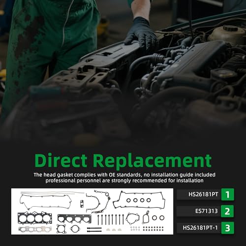 Image of Head Gasket with Bolts Set, 2001-2010 fit for Hyundai Elantra /Tucson /Tiburon, fit for Kia Soul /Spectra /Spectra5 /Sportage DOHC L4 2.0L HS26181PT ES71313 HS26181PT-1(56pcs)