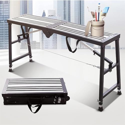 Escalera de andamio resistente, banco de trabajo portátil de acero, plataforma de soldadura gruesa multiusos, escalera de almacenamiento duradera para varias tareas