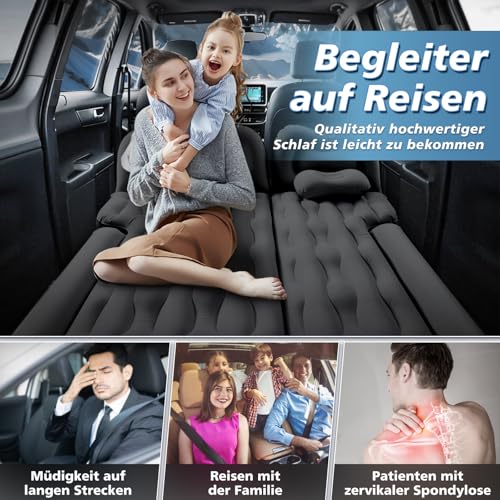 FORMIZON SUV Aufblasbare Matratze, 180 * 140cm Auto Luftmatratze, Aufblasbare Matratze Kofferraum mit Luftpumpe und 2 Kissen, Tragbare Doppelseitige Dickere Auto Bett für Reisen Camping Outdoor