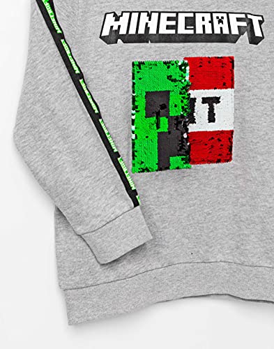 Minecraft Kids Sweatshirt Sequin Creeper TNT Grey Gamer Jumper Hoodie3