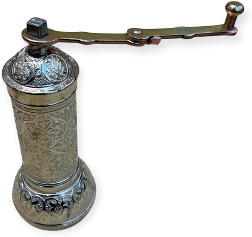 SODEF Coffee Grinder Silver Color Manual Hand Crank Mill for Ground Coffee Beans, Turkish Style Spice Grinder - Silver, One Size