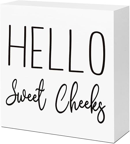 Miniatura 1 de Divertidos letreros de madera para baño, con texto en inglés Hello Sweet Cheeks, letrero de madera para baño, estante de baño, baño, hogar, mesa,