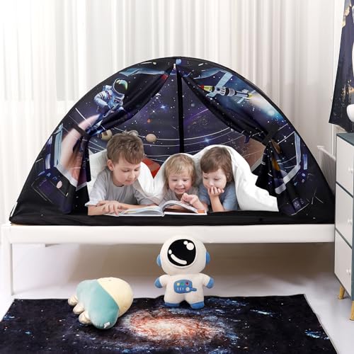 Image of Kid Bed Tent -Twin Play Tent Dream Playhouse for Bedroom Decor Indoor Games Twin Size Bed Canopy by CRAWLBO