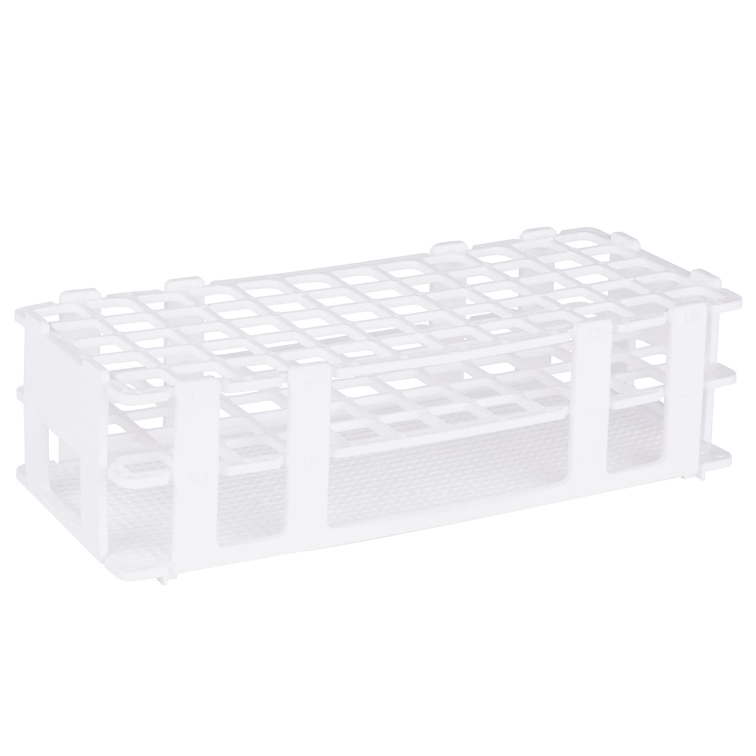 Gradilla para Tubos de Ensayo 16 mm 60-Plazas Soporte Plástico Blanco Desmontable 3 Niveles