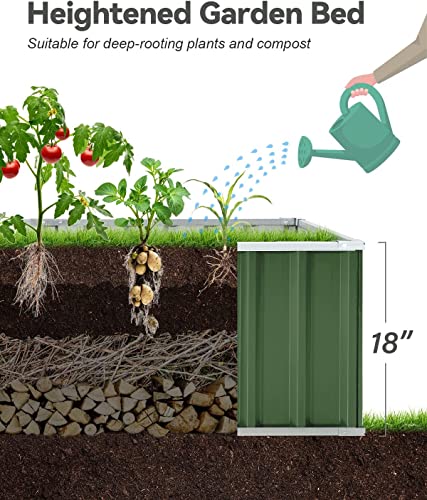 King Bird 101"X 36"X 24" Galvanized Raised Garden Bed 2 Installation Methods For Diy Outdoor Heightened Steel Metal Planter Kit Box For Deep-Rooted Vegetables, Flowers, Large Raised Bed Kit(Green) #TOP3