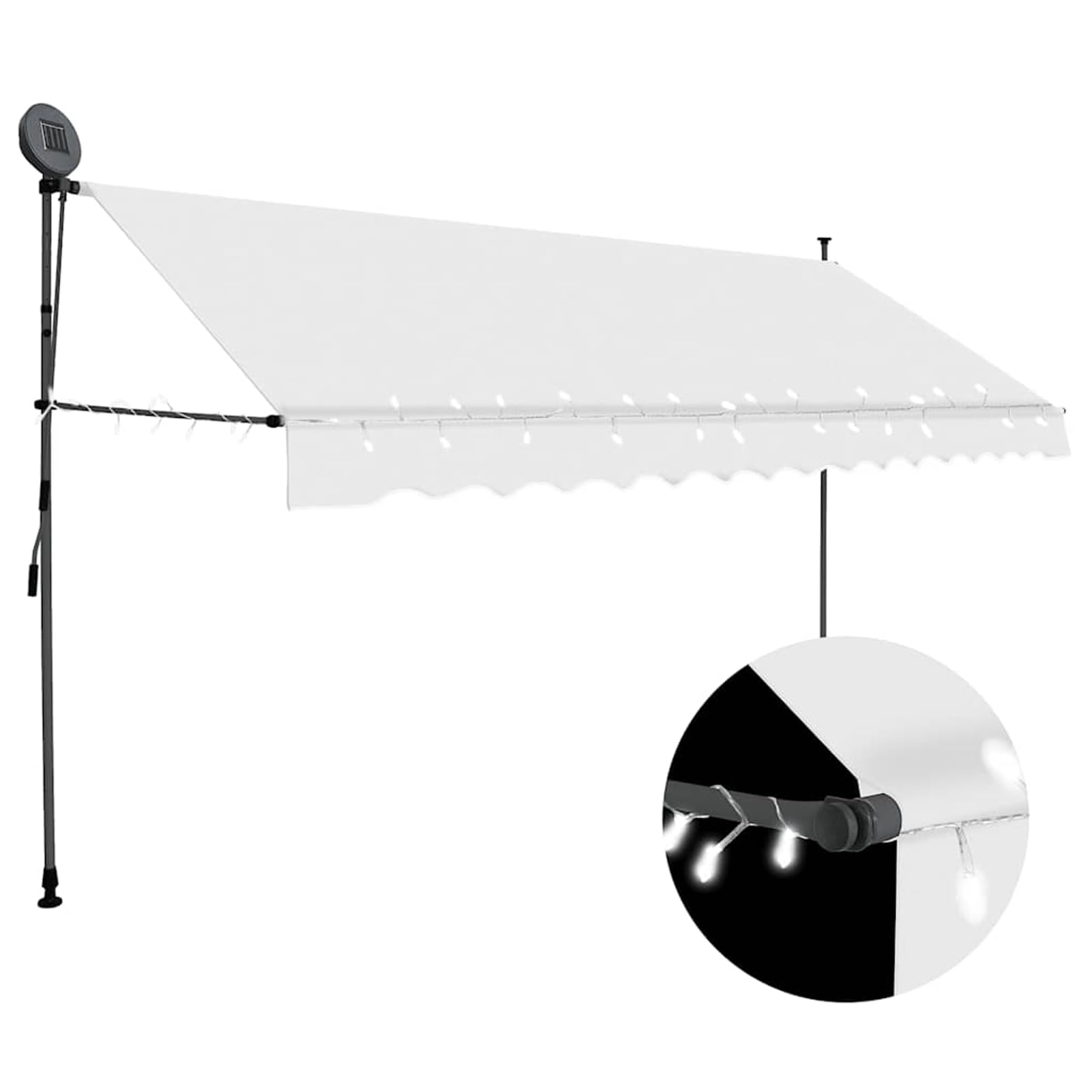 Wysuwana markiza balkonowa, obsługiwana ręcznie, 400 cm, kremowa, bez wiercenia, z korbą ręczną, aluminiowa markiza odporna na promieniowanie UV, regulacja wysokości i działanie wody, ochrona
