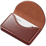 MaxGear Leather Business Card Holder Case for Men or Women Name Card Case Holder with Magnetic Shut Coffee, Holds 25 Business Cards