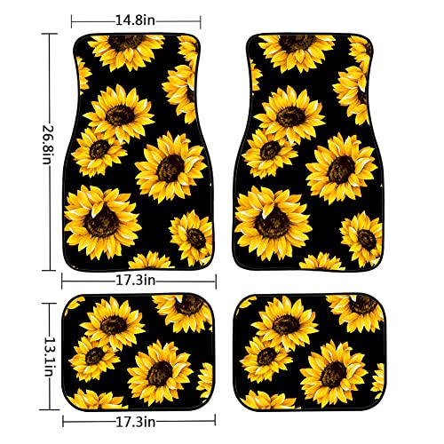 image for BIGCARJOB Sunflower Car Floor Mat,4piece Set Car Interior Rugs with Su