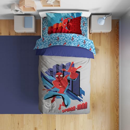 Image of Sunny Side Up Kids Comforter Set Includes Sheets and Pillow Covers - Soft and Cozy Bed Set for Stylish Room Decor, Gray - Spiderman, 4 Piece Toddler Bedding