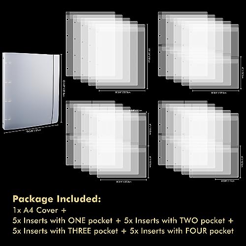 Image of 2 Set A5 6 Ring and A4 4 Ring Clear Stamps Storage Embossing Folder Storage Album Seal Bags Keeper Cards Folder Bag for DIY Scrapbooking Arts Crafts Collecting