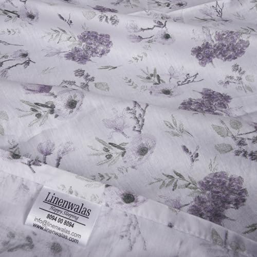 Image of LINENWALAS 100% Cotton Elastic Fitted Bed Sheet for King Size Bed | Fits 6-12 Inch Mattress | Soft, Breathable, Oeko-TEX Certified Premium Bedsheet with 2 Pillow Cover (72x78 Inches, Lavender Haze)