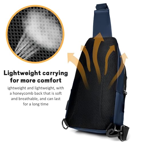 Image of REDHORNS Waterproof Crossbody Chest Bag for Men and Women Fashion Sling Bag With Adjustable Shoulder Strap, Multipurpose Cross Body Backpack with 4 Pockets, USB Charging Port and Earphone Hole