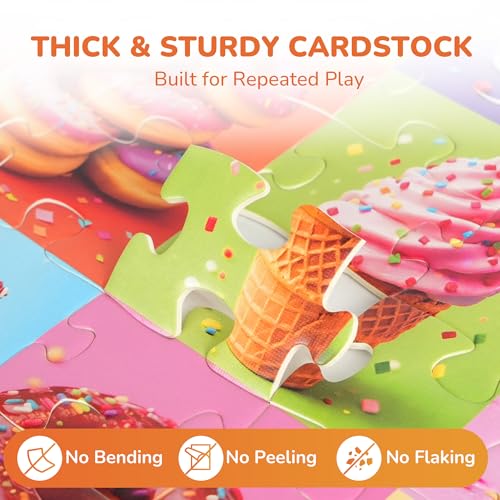 BenBen 4 Pack Puzzles para Niños 4-6 y 6-8 años, 100 Piezas, Temas Unicornio Princesa, Animales del Bosque, Postres, Rompecabezas Educativos 15.75" x 11.75" miniatura 5