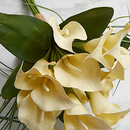 Vinyl Ivory Calla Lily and Grass Bouquet with Jute Wrapping