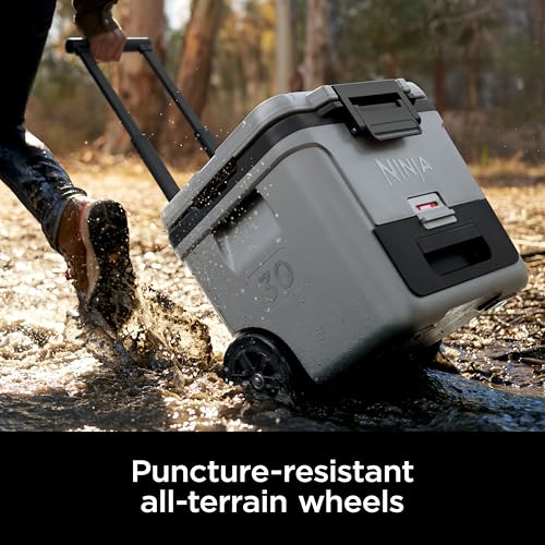 Image of Ninja | Cooler | FrostVault 30QT Cooler with Wheels | Insulated with Temp Dry Storage Drawer | Keeps Ice Cold for Days | for the Beach, Camping, Picnics & More | Charcoal Gray | FB230CG