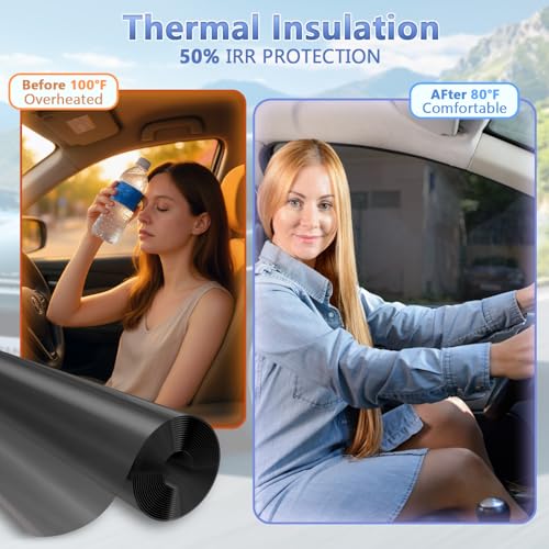 Image of 5% VLT Ceramic Car Window Tint Film - (20in * 20ft) Window Privacy Film, 99% Blocks UV & 95% IR Ray, Glare Reduction Blackout Window Film Auto Car Windshield Sun Shade Roll