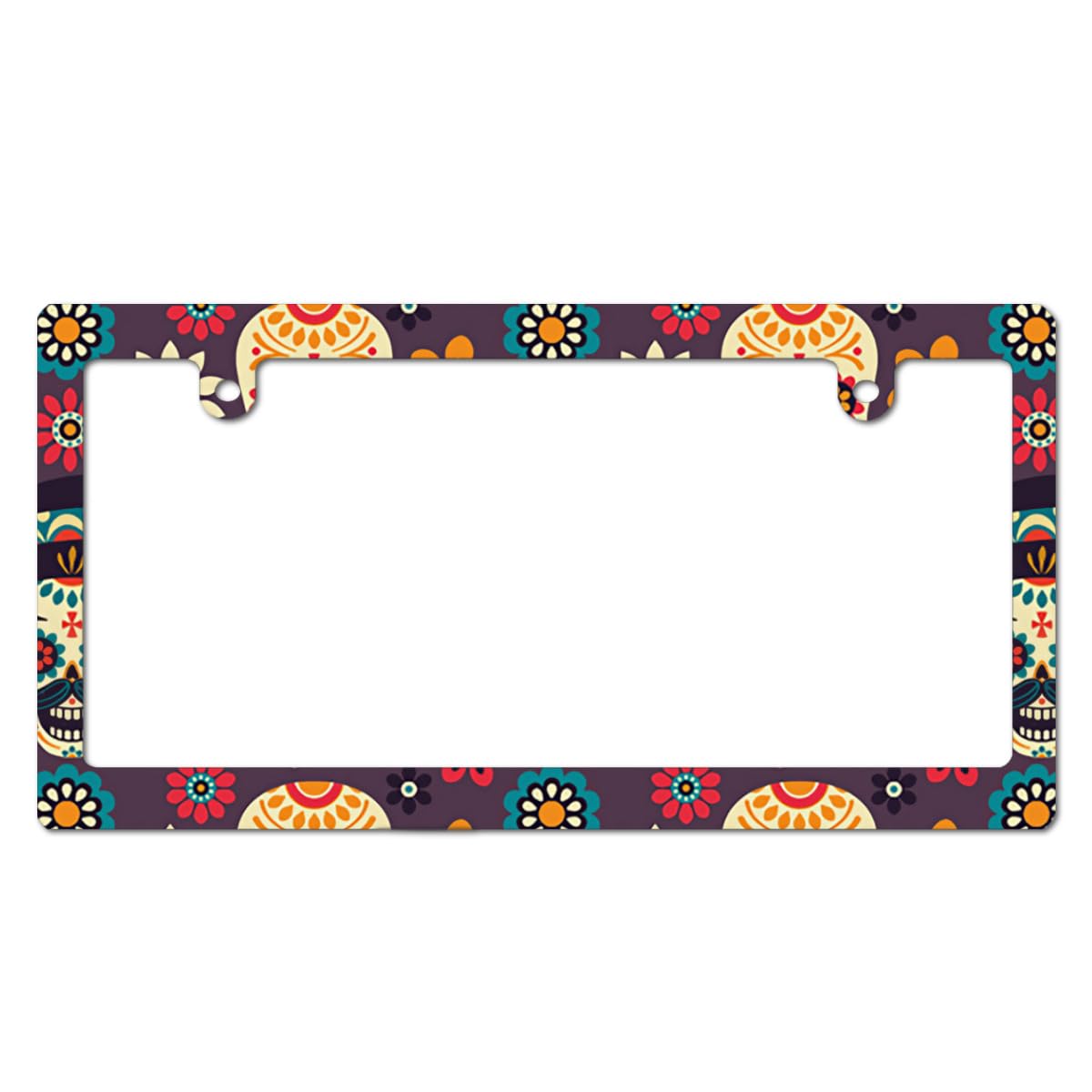 Amazon.co.jp: ナンバーフレーム 花柄 スカル 髑髏 ドクロ ナンバー 