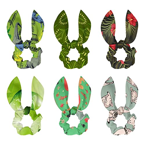 Chouchou cheveux nœud papillon motif carlin vert pour attacher sans casser
