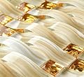 Glass Mosaic Tile Beige Gold for Kitchen Backsplash Bath Wall Decor 5 Sq Ft