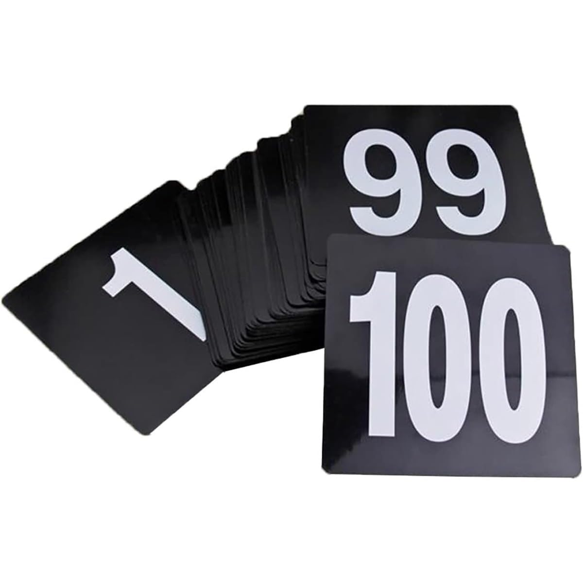 DEJIN Table Numbers Restaurant 1-25/50/100, Tableware Tabletop Signs Seat Cards Acrylic Black Table Number Signs 95X100mm, Durable Square Restaurant Cafe Bar Utensils(1-100)