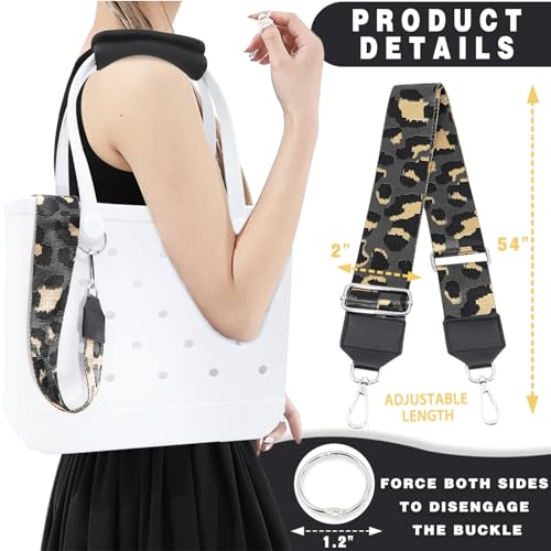 Image of Strap Wrap for Bogg Bag, Accessory for Bagg Bag, With Adjustable Shoulder Leopard Print Crossbody Strap
