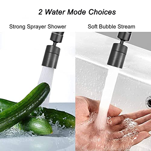 Wasserhahn Luftsprudler Aufsatz, 360 Grad Drehbar Doppelfunktion Wasserhahn-Strahlregler perlatoren für wasserhähne, Booster Dusche & Wassersparhahn für Küche Bad Waschbecken (Schwarz) - Image 4