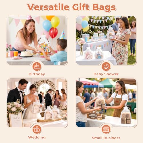 Image of Crweety 50PCS Organza Bags 8x12 White Large Gift Bags, Mesh Bag Drawstring Pouches for Wedding Favors Goodie Sachet Jewelry Candy, Sheer Gift Wrap Bag for Birthday Baby Bridal Shower Graduation Party