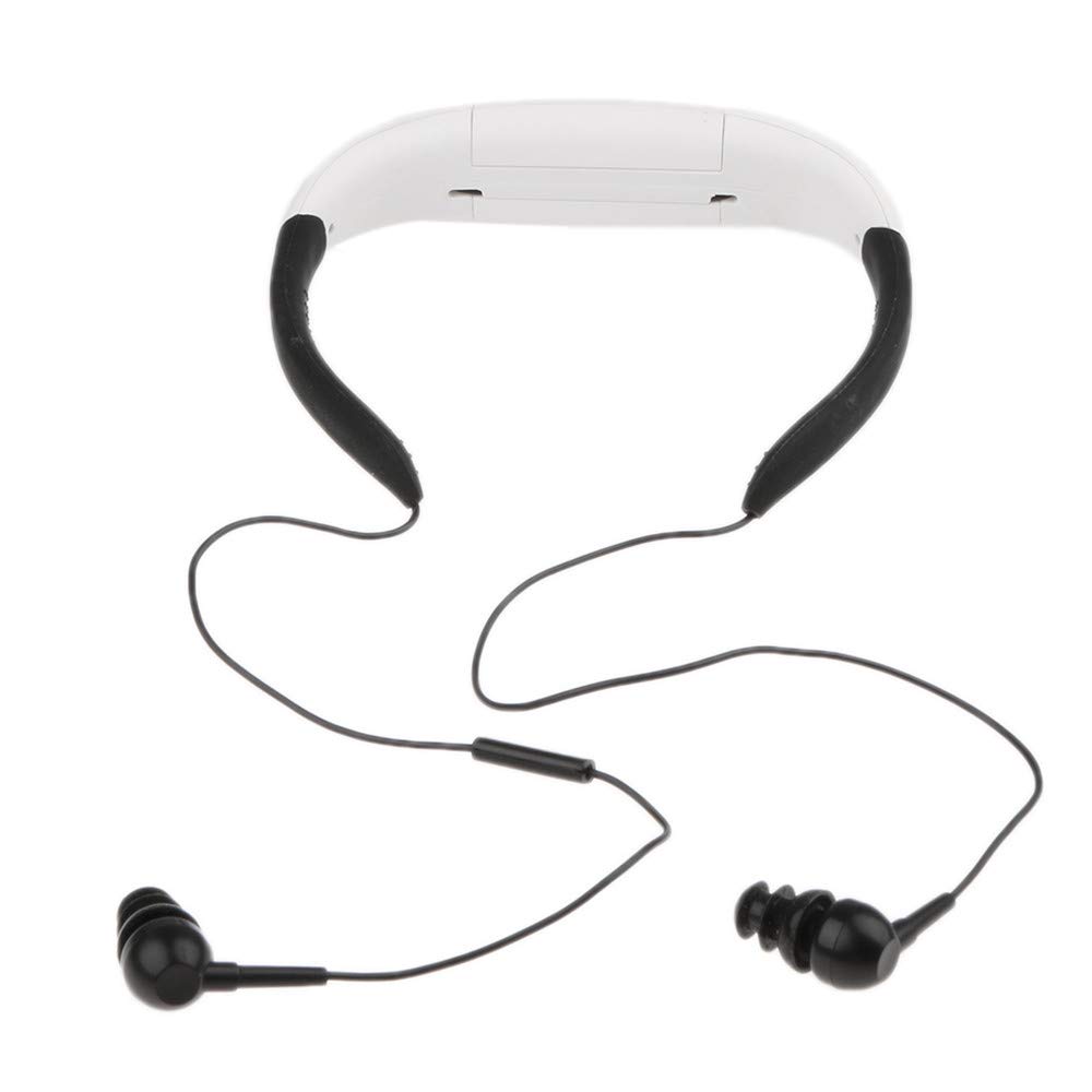 Suney Lecteur MP3 étanche Casque audio sans fil 8 Go HiFi pour natation et course à pied 6 à 8 heures Lecteur MP3 étanche pour surf, natation, sport, course à pied Waterproof Bluetooth blanc