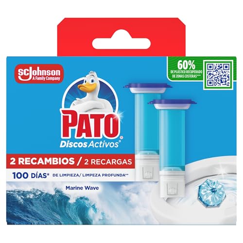 Pato Discos Activos Marine - Pack de 2 Recambios (12 Discos) - Limpia y Perfuma el Inodoro