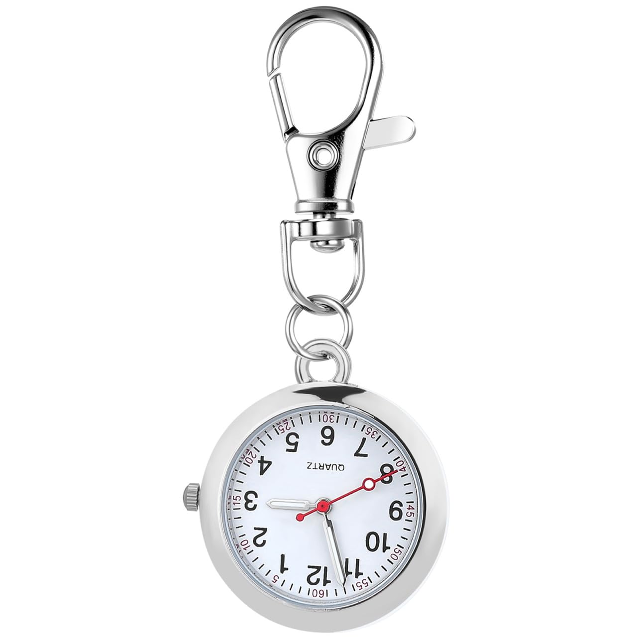 ULTECHNOVO Reloj De Enfermera De Bolsillo con Clip Reloj Colgante De Metal con Segundero para Enfermería Diseño Simple Y Elegante Tamaño Compacto 2.83X1.18X0.31In Accesorio Médico Práctico