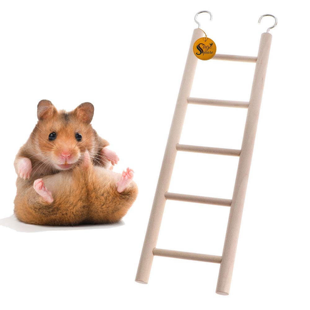 Sage Square Playful Natural Wooden Climbing Ladder Toy for Exercise & Fun || with Hooks to Hang on || for Hamsters, Sugar Glider, Dwarf, Rat, Mice, Gerbil || 5 Level / 26cm (B08KGD7HD1) Amazon Price History, Amazon Price Tracker