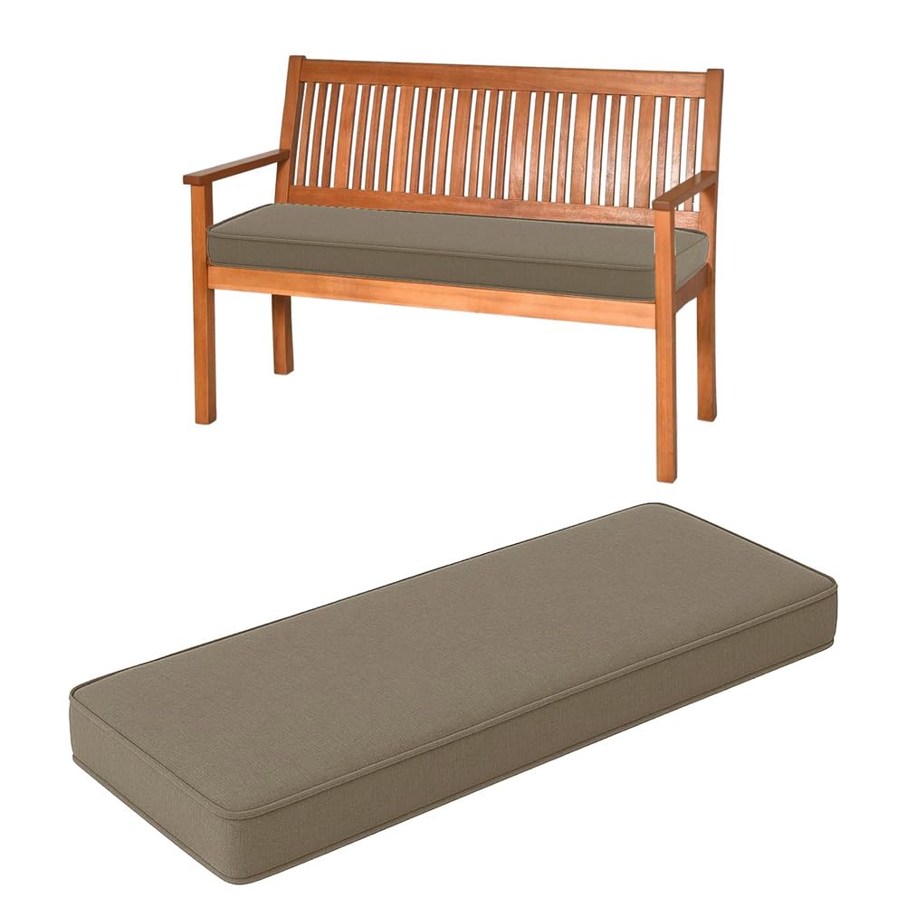 Coussin de banc haut de gamme à double passepoil, confort 120x30 cm lavable pour extérieur