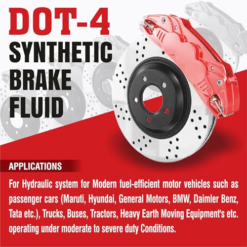Image of PALCO DOT 4 Synthetic Brake Fluid for Car & Bike | Hydraulic Brake Oil For Disc & Drum Brake as well as Brake Cleaner | Including ABS System & Clutch System | Brake Oil DOT 4 (100 ml) Pack of 5
