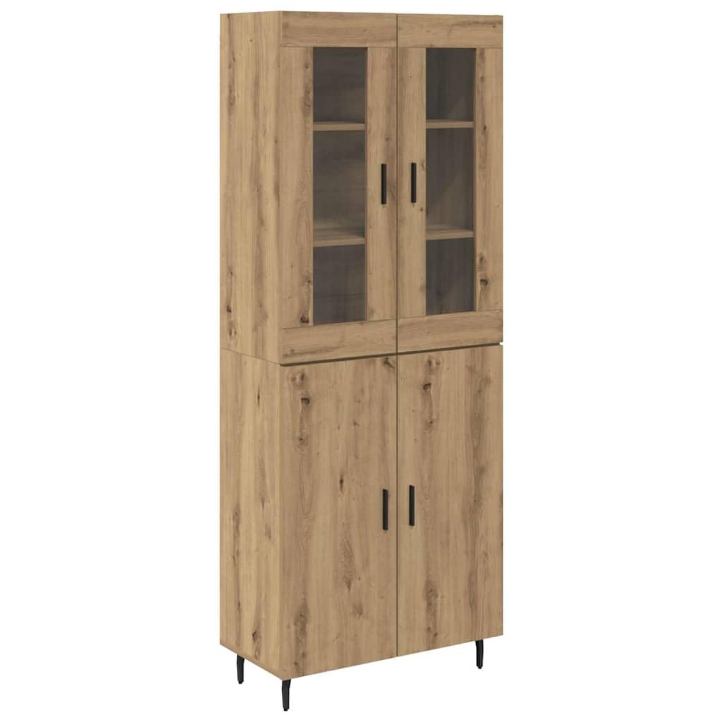 vidaXL Highboard 2 pcs Artisan Oak Engineered Wood and Glass, Stylish Storage Solutions for Living Room, Rectangular Modern Highboard, Wall Cabinets, Engineered Wood Space Saver