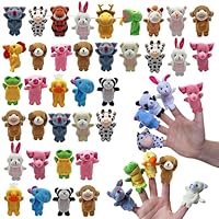 XIPEGPA 36 PCS Finger Puppets Set Mini Stuffed Animals Finger Puppet for Storytelling Playing Teaching Shows Playtime Schools Birthday Party Gift Favor Supplies