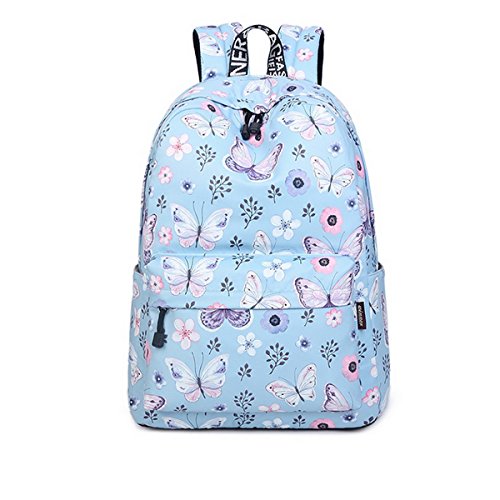 Acmebon Escolar Impermeable para Niña Adolescente Mariposa Azul