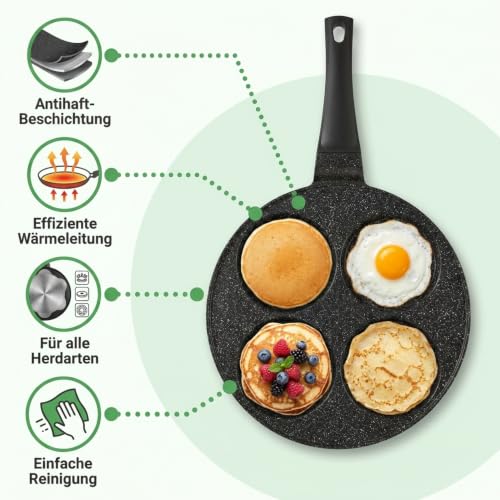 Amalindo Pancake Pfanne Induktion Ø26 cm, 4 Mulden, Aluminiumguss – Ansicht 5