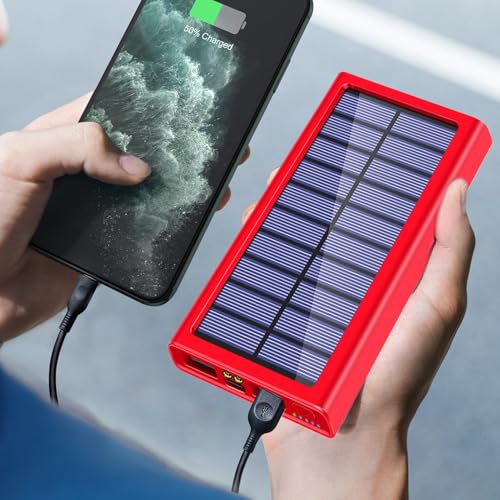 Estación de carga móvil y batería externa de 10000mAh con panel solar negro 7