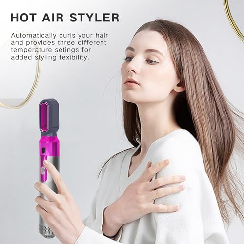 KKM STYLER New Updated 5 in 1 Hair Styler, Hot Air Brush, Hair Dryer Brush, Hair Curler, Air Styler, Hair Dryer Set - Perfect for Volumizing, Straightening, and Curling at Home (Grey & Purple) - Image 6