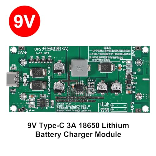 DWEII 3pcs 15W 3A Battery Boost Charging Module High Power UPS 18650 Lithium Battery Boost Charging and Discharging UPS Uninterruptible Power Supply (9V) - Thumbnail 3