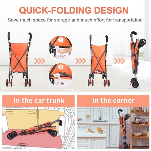 Faltbarer Einkaufswagen, patentiert, 27,2 kg Kapazität, minimalistisch, Orange – Bild 6