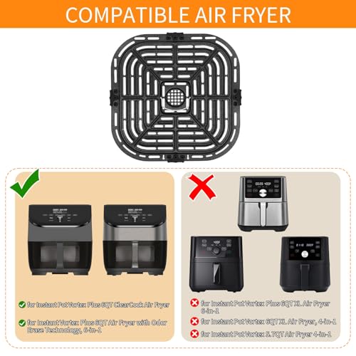 Image of Air Fryer Replacement Parts for Instant Vortex Plus 6QT instant pot vortex plus 6QT Clear Cook Air Fryer air fryer accessories Accessory Non-Stick Grill Pan Grill Plate Rack Tray Crisper Plate