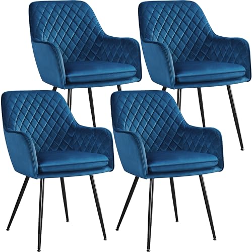 Yaheetech Esszimmerstühle Küchenstühle, Polsterstühle mit Armlehnen Metallbeine, Seesel aus Samtstoff/Kunstleder für Arbeitszimmer/Wohnzimmer