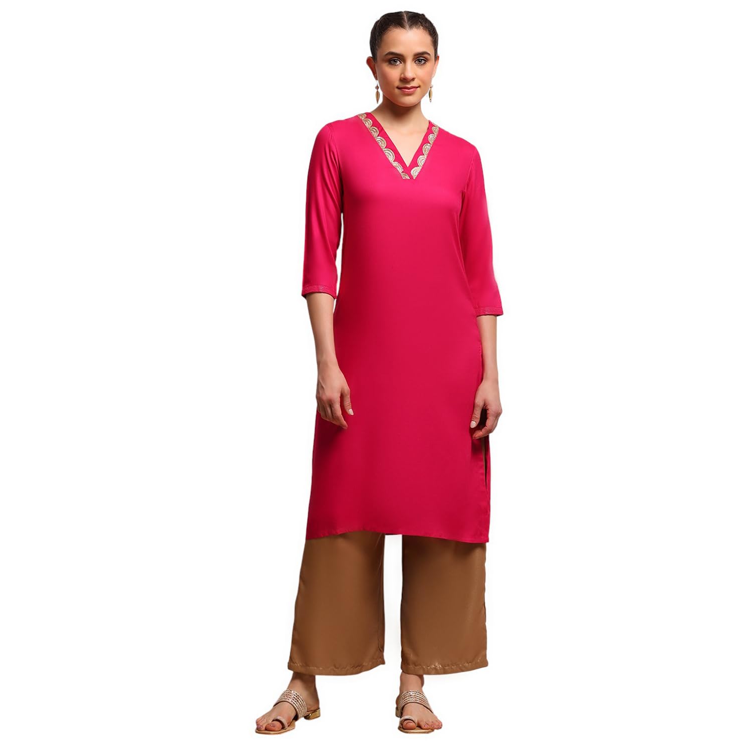 biba Women Rayon Regular Fit Solid Straight Kurta-picture-23