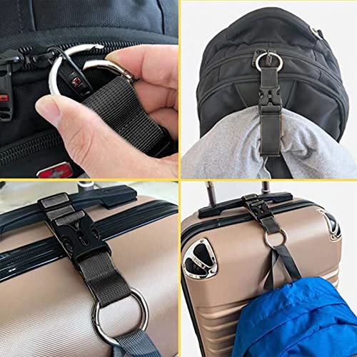 Image of GORGECRAFT 2Pcs Luggage Straps Coat Jacket Gripper Holder Suitcase Belt Clip Ring Hook Black Adjustable Belt Straps with Iron Hinged Rings and Plastic Release Buckle Polyester Travel Accessories
