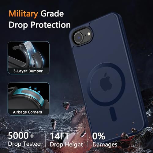 Image of iPhone 16e Magsafe Hard Back Case | Matte Design & 360 Protection | Military-Grade Apple iPhone 16e Cover | Strong Magnet Back - Blue