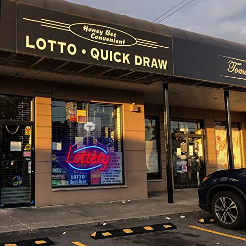 Image of Lottery Neon Signs for Wall Decor Neon Lights for Business Led Signs Suitable for Lottery Store Convenience Stores Supermarkets Office Bar Pub 5V Power Adapter 16.1 * 9 Inch(Red + Azure)